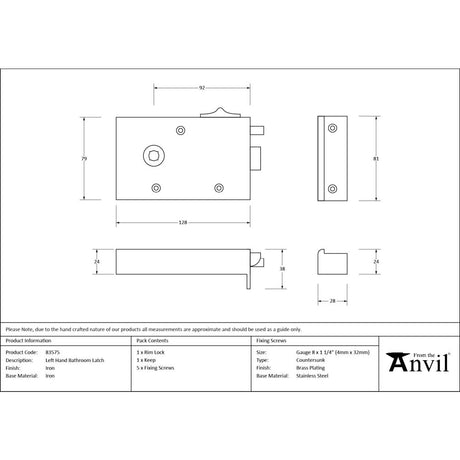From The Anvil - Iron Left Hand Bathroom Latch | Sku. 83575 | Trade Door Handles.