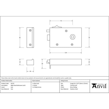 From The Anvil - Iron Right Hand Bathroom Latch | Sku. 83576 | Trade Door Handles.