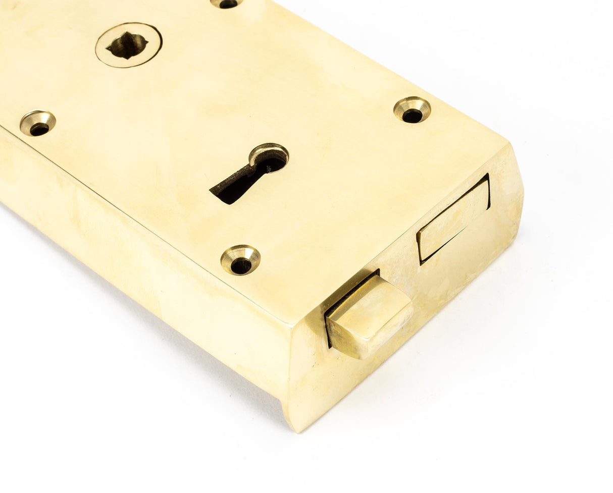 From The Anvil - Polished Brass Left Hand Rim Lock - Small | Sku. 83577 | Trade Door Handles.