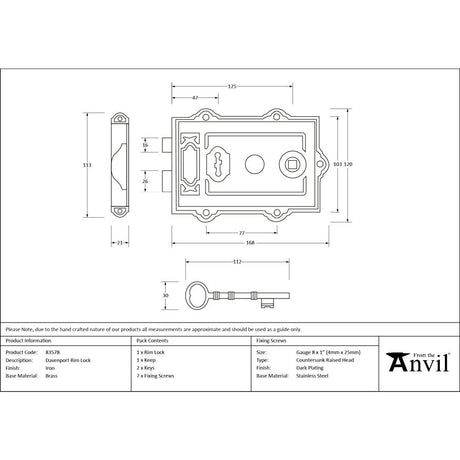 From The Anvil - Iron Davenport Rim Lock | Sku. 83578 | Trade Door Handles.