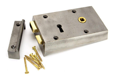 From The Anvil - Iron Right Hand Rim Lock - Small | Sku. 83584 | Trade Door Handles.