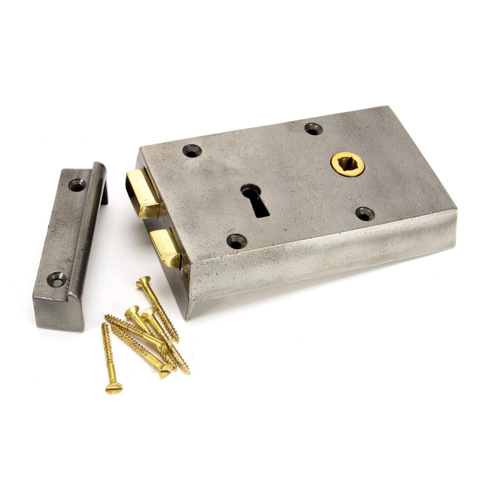 From The Anvil - Iron Right Hand Rim Lock - Small | Sku. 83584 | Trade Door Handles.