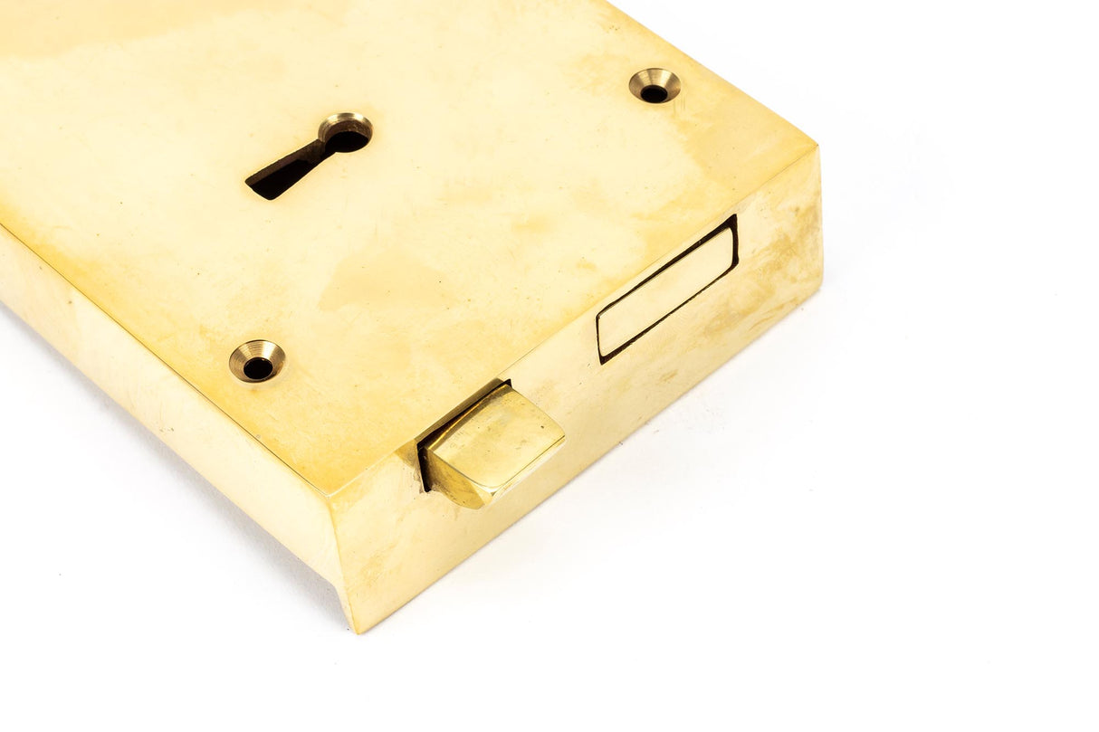 From The Anvil - Polished Brass Left Hand Rim Lock - Large | Sku. 83585 | Trade Door Handles.