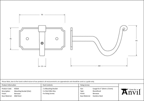 From The Anvil - Beeswax Mounting Bracket (pair) | Sku. 83618 | Trade Door Handles.
