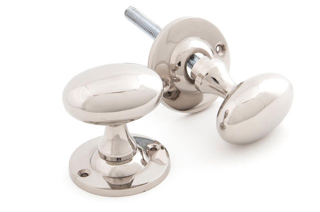 From The Anvil - Polished Nickel Oval Mortice/Rim Knob Set | Sku. 83629 | Trade Door Handles.