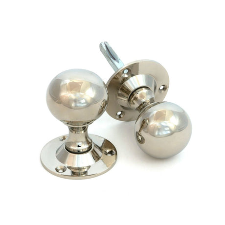 From The Anvil - Polished Nickel Ball Mortice Knob Set | Sku. 83632 | Trade Door Handles.