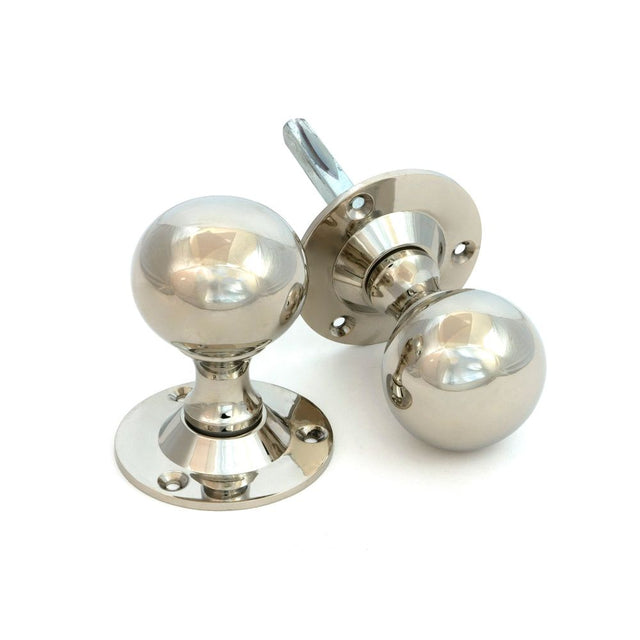From The Anvil - Polished Nickel Ball Mortice Knob Set | Sku. 83632 | Trade Door Handles.
