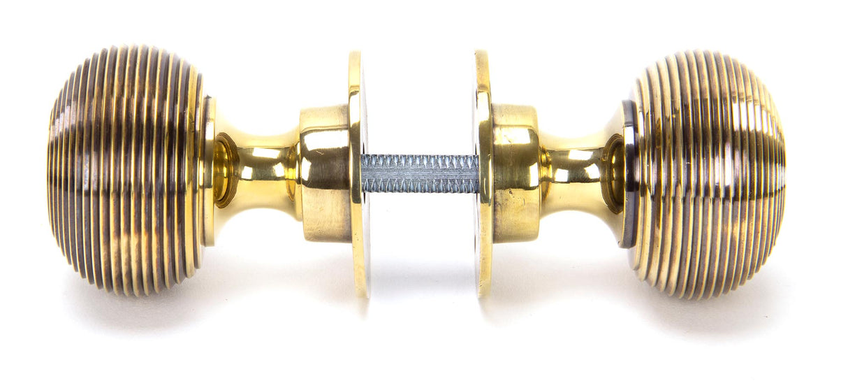 From The Anvil - Aged Brass Heavy Beehive Mortice/Rim Knob Set | Sku. 83633H | Trade Door Handles.
