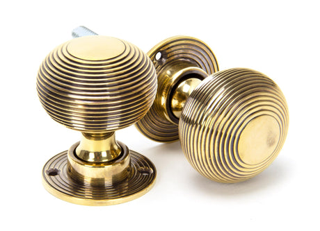 From The Anvil - Aged Brass Heavy Beehive Mortice/Rim Knob Set | Sku. 83633H | Trade Door Handles.