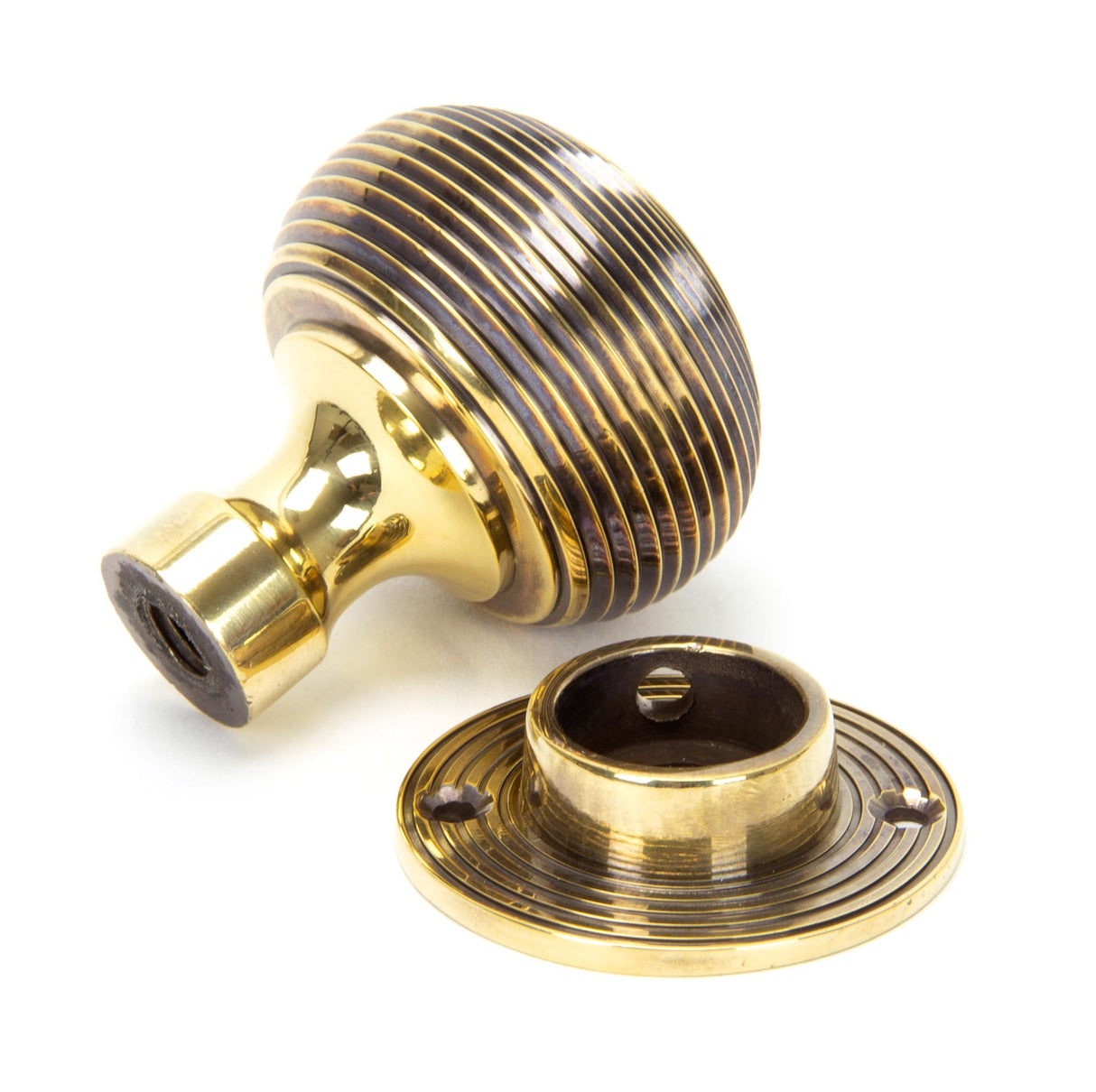 From The Anvil - Aged Brass Beehive Mortice/Rim Knob Set | Sku. 83633 | Trade Door Handles.