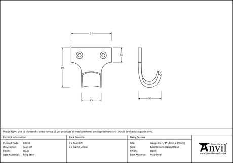 From The Anvil - Black Sash Lift | Sku. 83638 | Trade Door Handles.