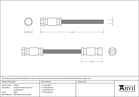 From The Anvil - Fixings for back to back pull handles (pair) | Sku. 83652F | Trade Door Handles.