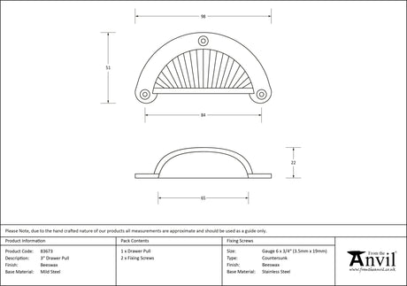 From The Anvil - Beeswax 3" Flower Drawer Pull | Sku. 83673 | Trade Door Handles.