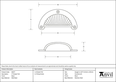 From The Anvil - Black 3" Flower Drawer Pull | Sku. 83677 | Trade Door Handles.