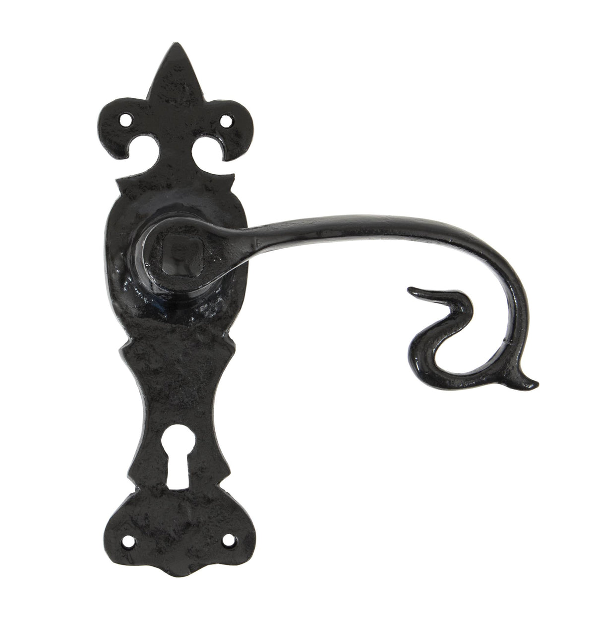 From The Anvil - Black Curly Lever Lock Set | Sku. 83693 | Trade Door Handles.