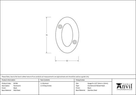 From The Anvil - Black Numeral 0 | Sku. 83700 | Trade Door Handles.