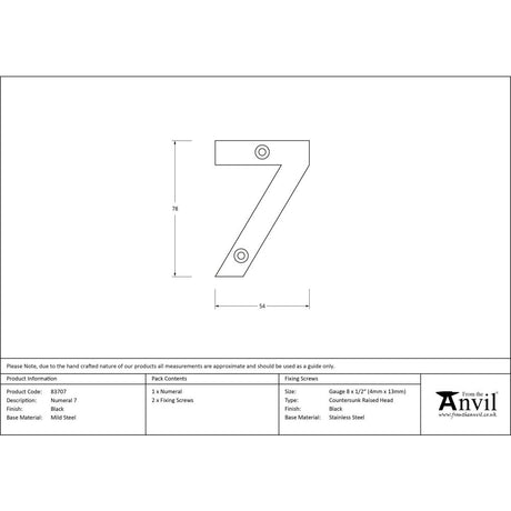 From The Anvil - Black Numeral 7 | Sku. 83707 | Trade Door Handles.