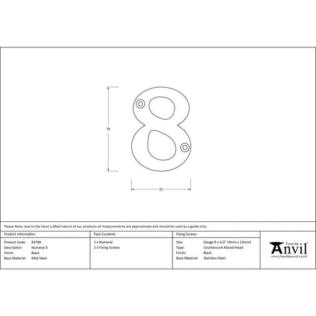 From The Anvil - Black Numeral 8 | Sku. 83708 | Trade Door Handles.