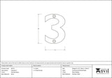 From The Anvil - Polished Brass Numeral 3 | Sku. 83713 | Trade Door Handles.