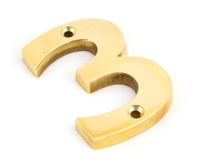 From The Anvil - Polished Brass Numeral 3 | Sku. 83713 | Trade Door Handles.