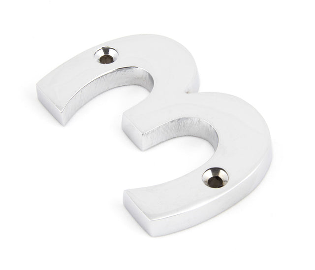 From The Anvil - Polished Chrome Numeral 3 | Sku. 83723 | Trade Door Handles.