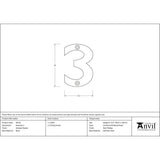 From The Anvil - Antique Pewter Numeral 3 | Sku. 83733 | Trade Door Handles.