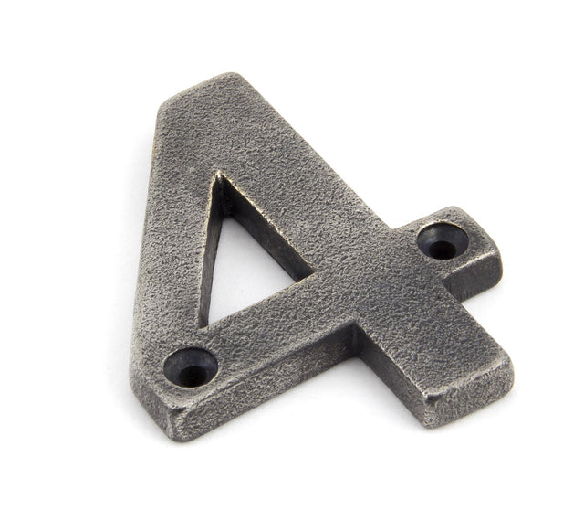 From The Anvil - Antique Pewter Numeral 4 | Sku. 83734 | Trade Door Handles.