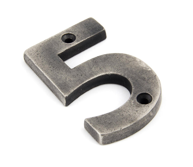 From The Anvil - Antique Pewter Numeral 5 | Sku. 83735 | Trade Door Handles.