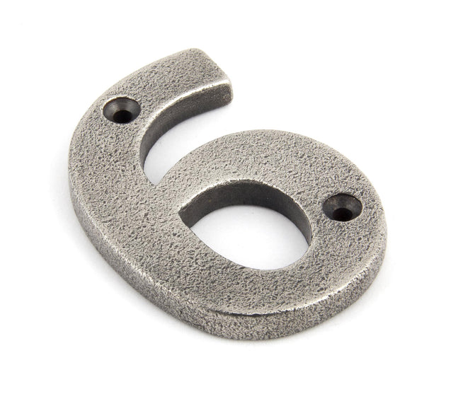From The Anvil - Antique Pewter Numeral 6 | Sku. 83736 | Trade Door Handles.