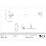 From The Anvil - Pewter 8" Forged Cabin Hook | Sku. 83794 | Trade Door Handles.