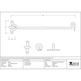 From The Anvil - Pewter 16" Forged Cabin Hook | Sku. 83798 | Trade Door Handles.