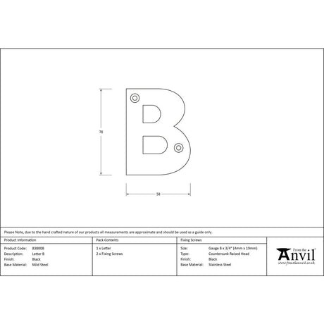 From The Anvil - Black Letter B | Sku. 83800B | Trade Door Handles.