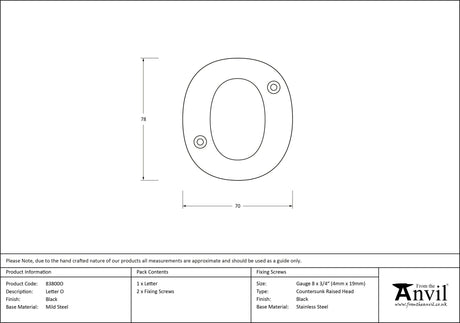 From The Anvil - Black Letter O | Sku. 83800O | Trade Door Handles.