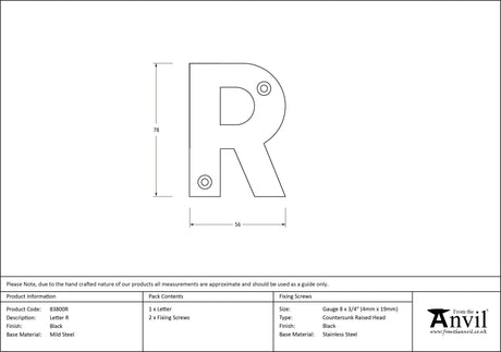 From The Anvil - Black Letter R | Sku. 83800R | Trade Door Handles.