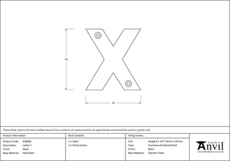 From The Anvil - Black Letter X | Sku. 83800X | Trade Door Handles.