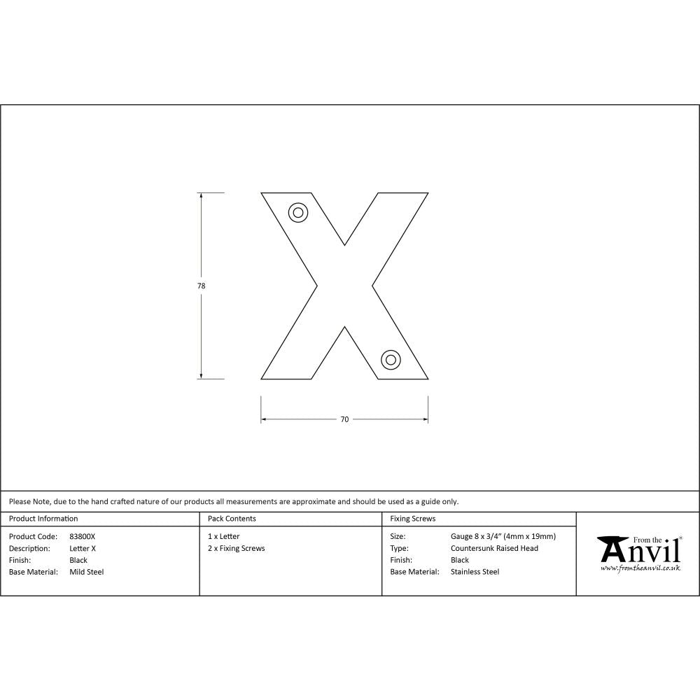 From The Anvil - Black Letter X | Sku. 83800X | Trade Door Handles.