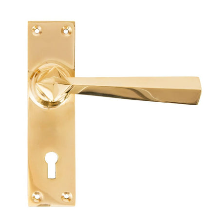 From The Anvil - Polished Brass Straight Lever Lock Set | Sku. 83829 | Trade Door Handles.