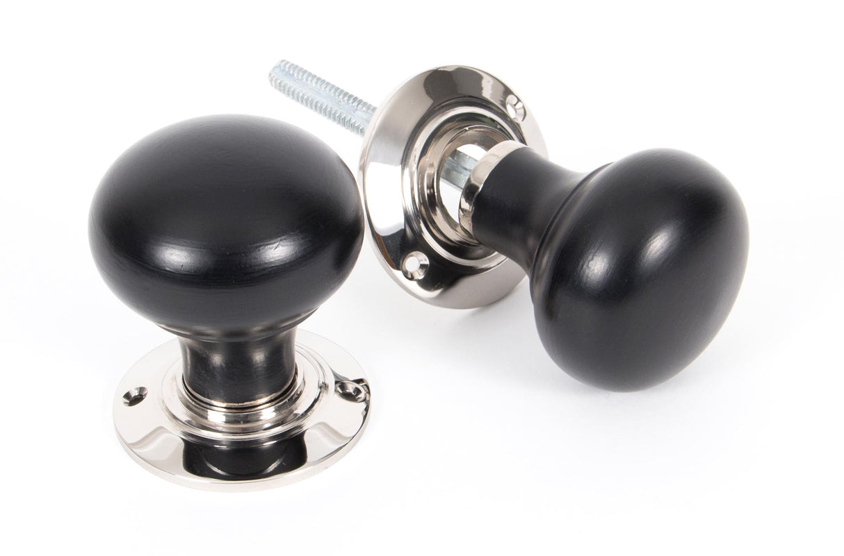 From The Anvil - Ebony and PN Bun Mortice/Rim Knob Set | Sku. 83838 | Trade Door Handles.