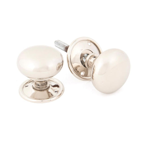 From The Anvil - Polished Nickel Mushroom Mortice/Rim Knob Set | Sku. 83839 | Trade Door Handles.