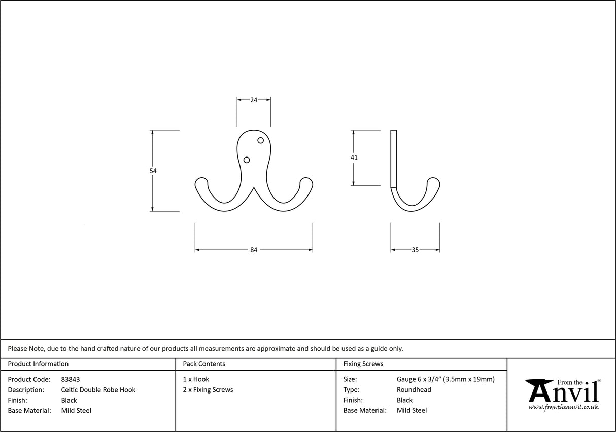 From The Anvil - Black Celtic Double Robe Hooks | Sku. 83843 | Trade Door Handles.