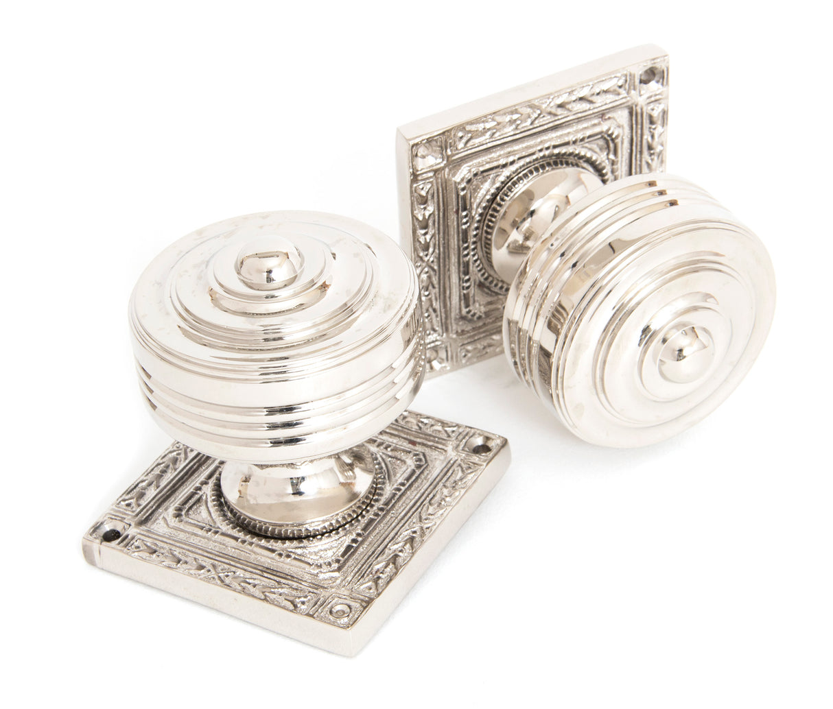 From The Anvil - Polished Nickel Tewkesbury Square Mortice Knob Set | Sku. 83859 | Trade Door Handles.