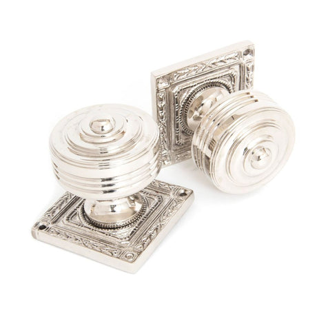 From The Anvil - Polished Nickel Tewkesbury Square Mortice Knob Set | Sku. 83859 | Trade Door Handles.