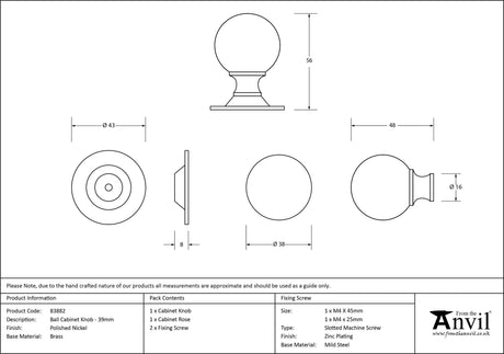 From The Anvil - Polished Nickel Ball Cabinet Knob 39mm | Sku. 83882 | Trade Door Handles.