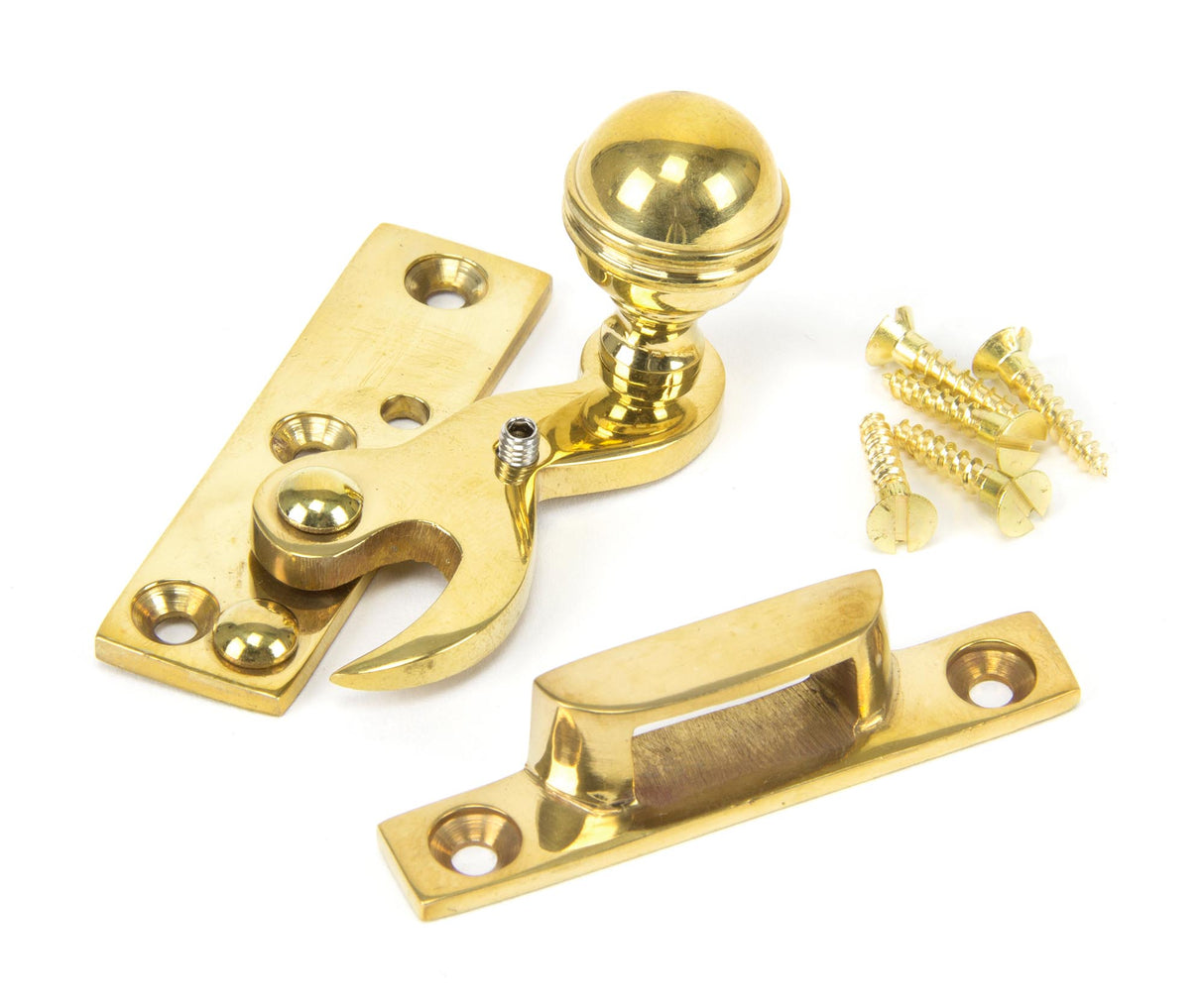 From The Anvil - Polished Brass Prestbury Sash Hook Fastener | Sku. 83889 | Trade Door Handles.