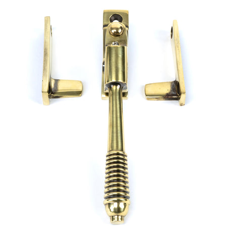 From The Anvil - Aged Brass Night-Vent Locking Reeded Fastener | Sku. 83911 | Trade Door Handles.