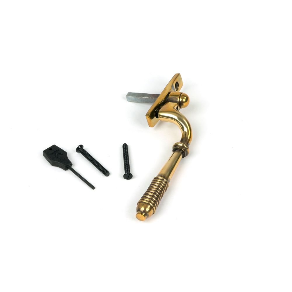 From The Anvil - Aged Brass Reeded Espag - RH | Sku. 83915 | Trade Door Handles.