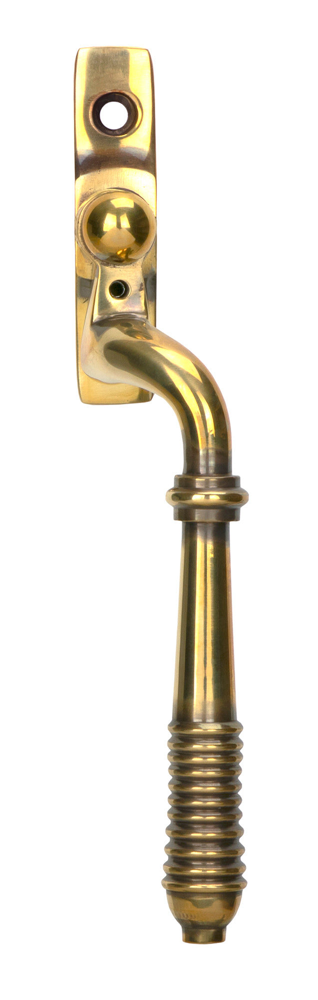 From The Anvil - Aged Brass Reeded Espag - RH | Sku. 83915 | Trade Door Handles.