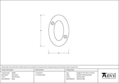 From The Anvil - Satin Chrome Numeral 0 | Sku. 83920 | Trade Door Handles.