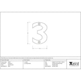 From The Anvil - Satin Chrome Numeral 3 | Sku. 83923 | Trade Door Handles.