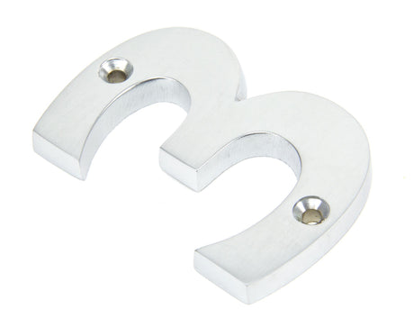 From The Anvil - Satin Chrome Numeral 3 | Sku. 83923 | Trade Door Handles.